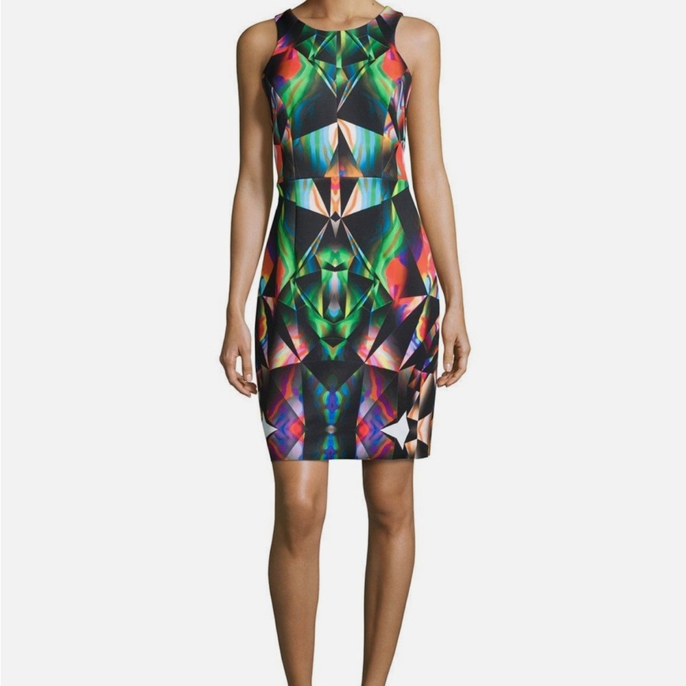 Multicolor Geometric Print Sleeveless Dress